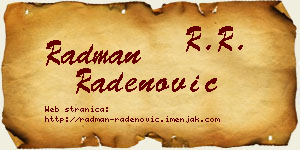 Radman Radenović vizit kartica